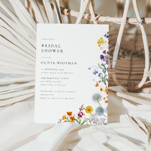 Colourful Vintage Wildflower Bridal Shower Invitation