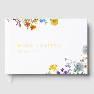 Colourful Vintage Wildflower Wedding  Guest Book