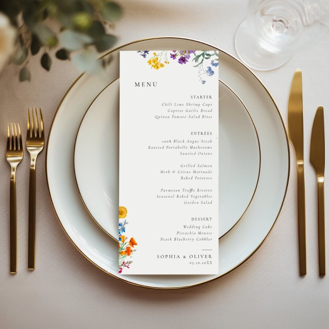 Colourful Vintage Wildflower Wedding  Menu (Creator Uploaded)