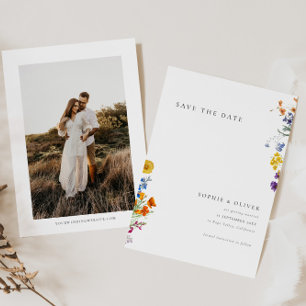 Colourful Vintage Wildflower Wedding  Save The Date