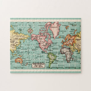 Colourful Vintage World Map Jigsaw Puzzle