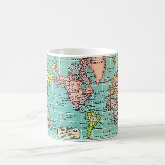 Colourful Vintage World Map Mug (Center)