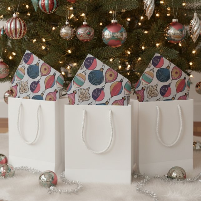 Colourful Vintage Xmas Ornaments Pattern Tissue Paper (Colorful & Elegant Vintage Ornaments Tissue Paper for Christmas & the Holiday Season. Hand Drawn. )