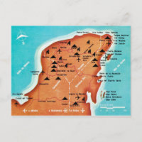 Colourful Vintage Yucatan Mexico Map 