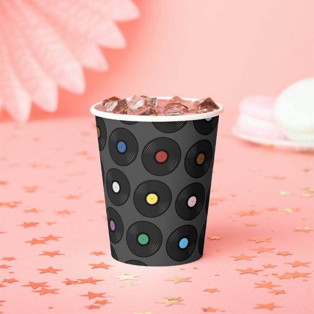 Colourful Vinyl Record classic  Paper Cups (Insitu)