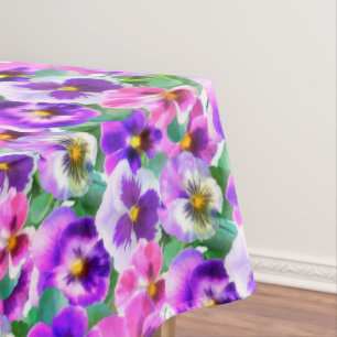 Colourful Violets Pansy Flower Pattern Tablecloth