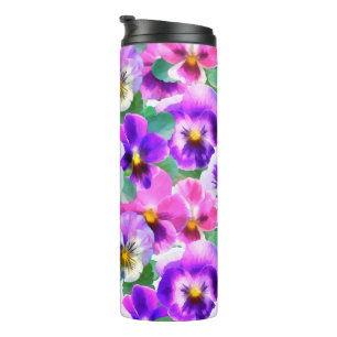 Colourful Violets Pansy Flower Pattern  Thermal Tumbler