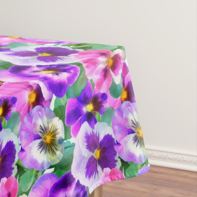 Colourful Violets Pansy Flowers Pattern Tablecloth (In Situ)