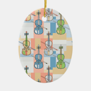 Colourful Violin Blocks Ceramic Tree Decoration
