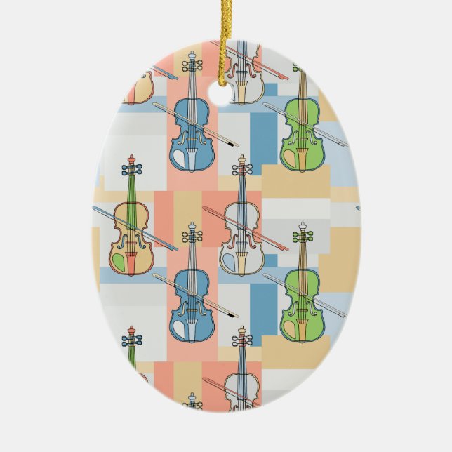Colourful Violin Blocks Ceramic Tree Decoration (Front)