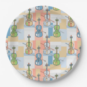 Colourful Violin Blocks Paper Plate