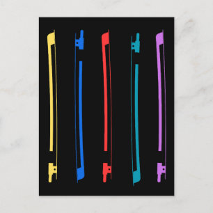 Colourful violin bows postcard
