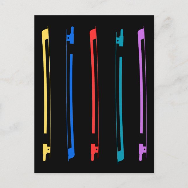 Colourful violin bows postcard (Front)