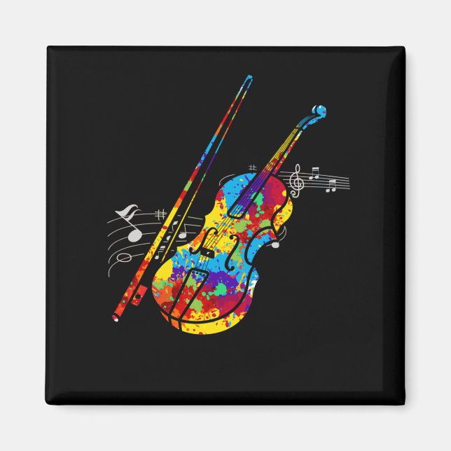 Colourful Violin Player String Instrument Musician Magnet (Front)