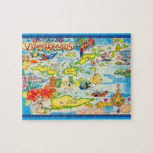 Colourful Virgin Islands Map 8x10 Jigsaw Puzzle