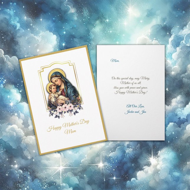 Colourful Virgin Mary With Baby Jesus Mother's Day Card (Creator Uploaded)