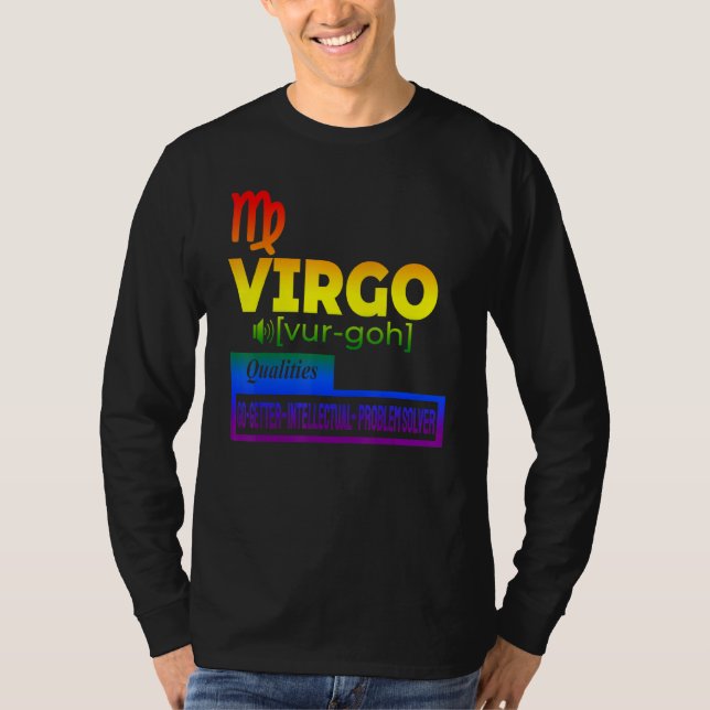 Colourful Virgo Zodiac Qualities T-Shirt (Front)