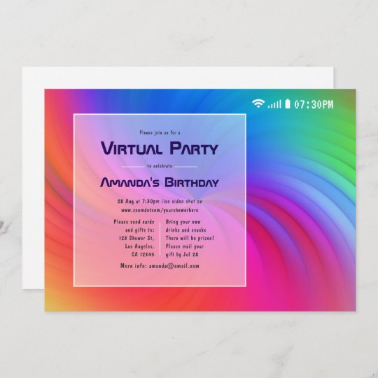Colourful Virtual Birthday Party Invitation | Zazzle.co.uk