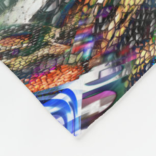 Colourful virtual image fluctuation over battleshi fleece blanket