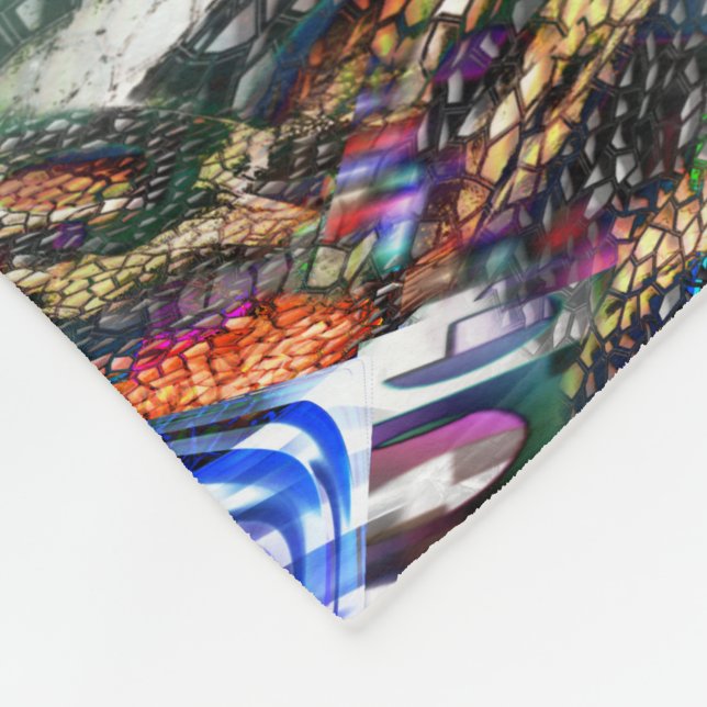 Colourful virtual image fluctuation over battleshi fleece blanket (Corner)