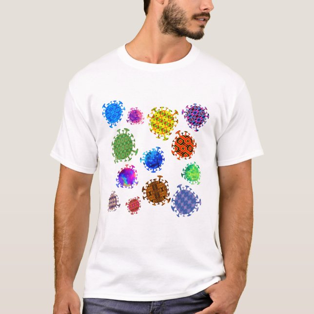 Colourful Virus Mutations Pattern T-Shirt (Front)