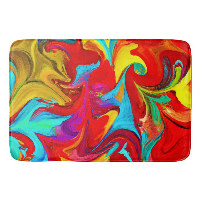 Colourful Vivid Abstract Pattern Bath Mat (Front)