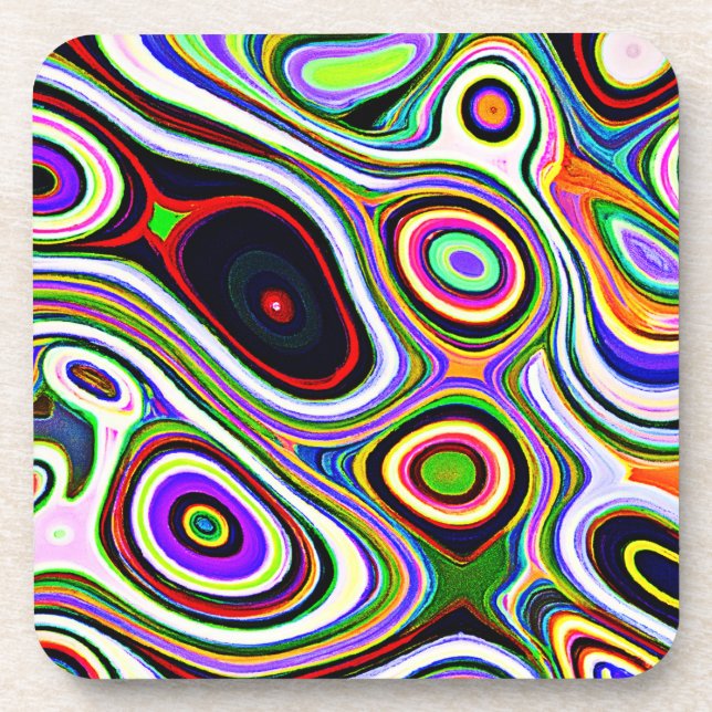 Colourful Vivid Abstraction Pattern Coaster (Front)