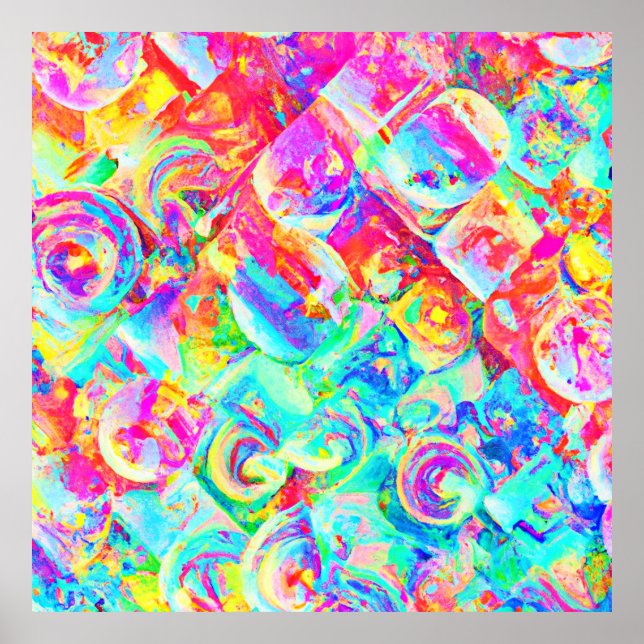 Colourful Vivid Abstraction Pattern Poster (Front)