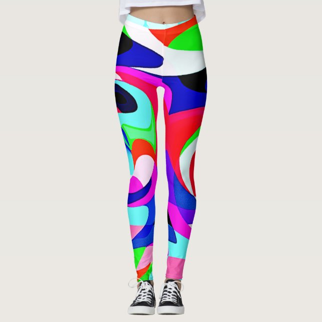 Colourful Vivid Abstractions Pattern Leggings (Front)