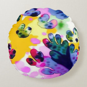Colourful vivid design  round cushion