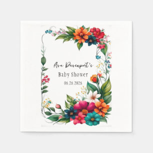 Colourful Vivid Florals Baby In Bloom Shower Napkin