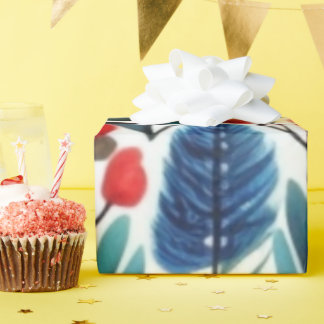 Colourful vivid flowers birdspattern Wrapping Pape Paper