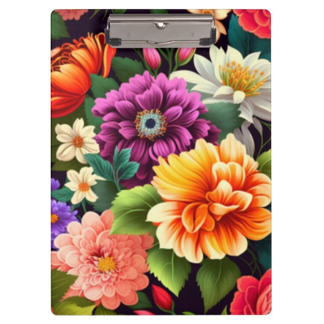 Colourful vivid flowers clipboard (Front)