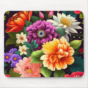 Colourful vivid flowers mouse mat