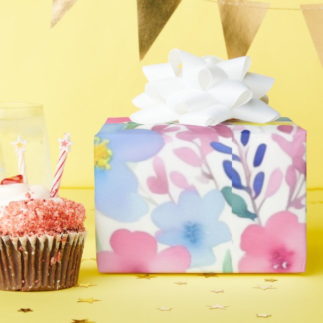 Colourful vivid flowers pattern Wrapping Paper (Birthday Party)