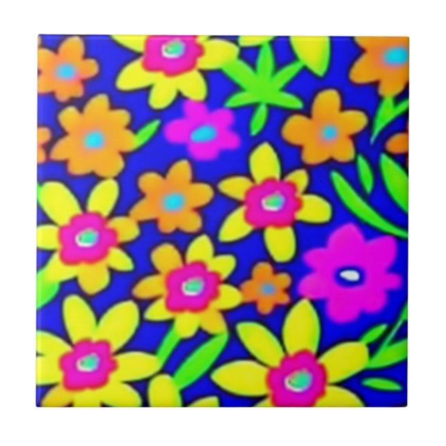 Colourful vivid flowers tile (Front)