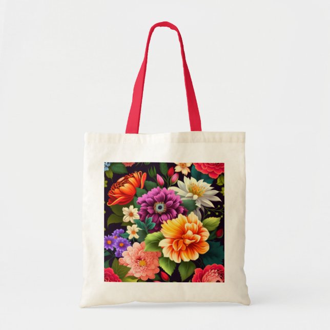 Colourful vivid flowers tote bag (Front)
