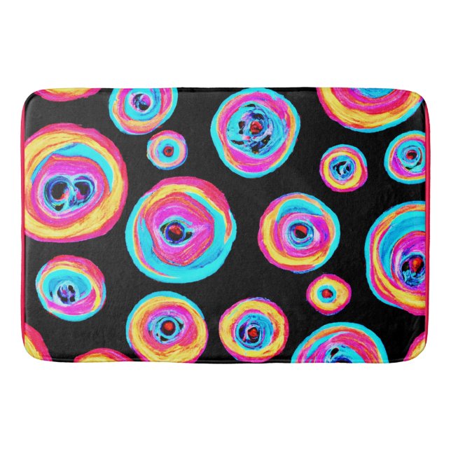 Colourful Vivid Pattern Design Bath Mat (Front)