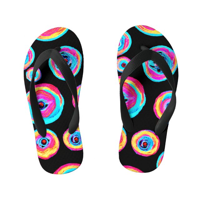 Colourful Vivid Pattern Design Kid's Flip Flops (Footbed)