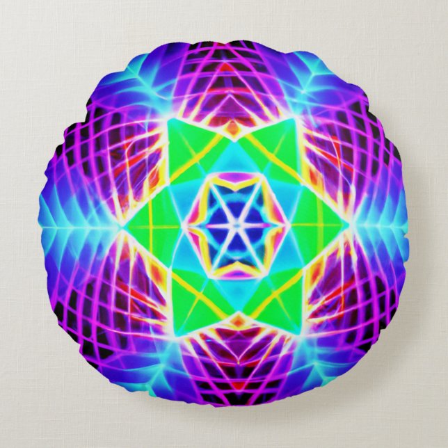 Colourful Vivid Pattern Round Cushion (Front)