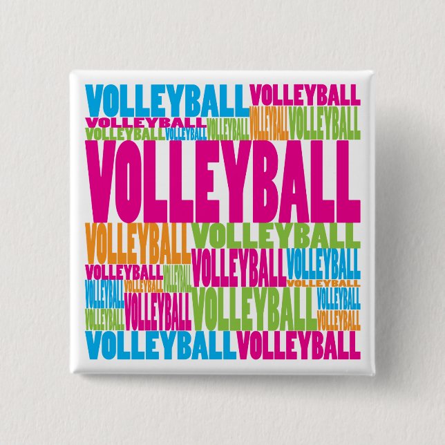Colourful Volleyball 15 Cm Square Badge (Front)