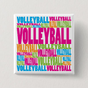 Colourful Volleyball 15 Cm Square Badge