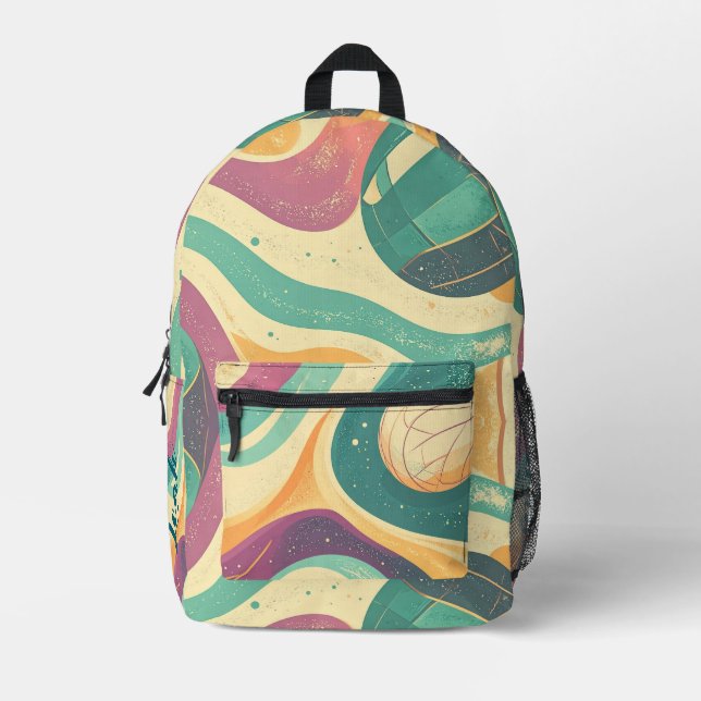 Colourful Volleyball-Themed Backpack (Front)