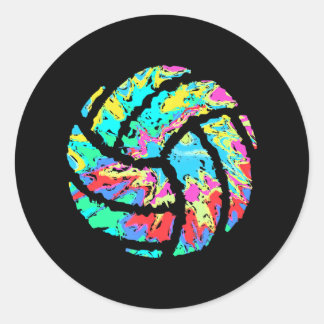 Colourful Volleyball Tie Dye Women n Girl Player Classic Round Sticker