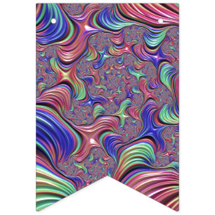 Colourful Vortex Abstract Trippy Spiral Fractal Bunting