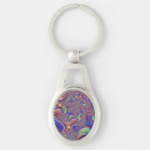 Colourful Vortex Abstract Trippy Spiral Fractal Key Ring
