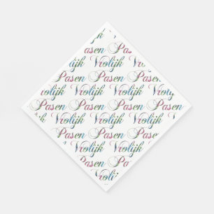 Colourful Vrolijk Pasen Dutch Language Happy Easte Napkin
