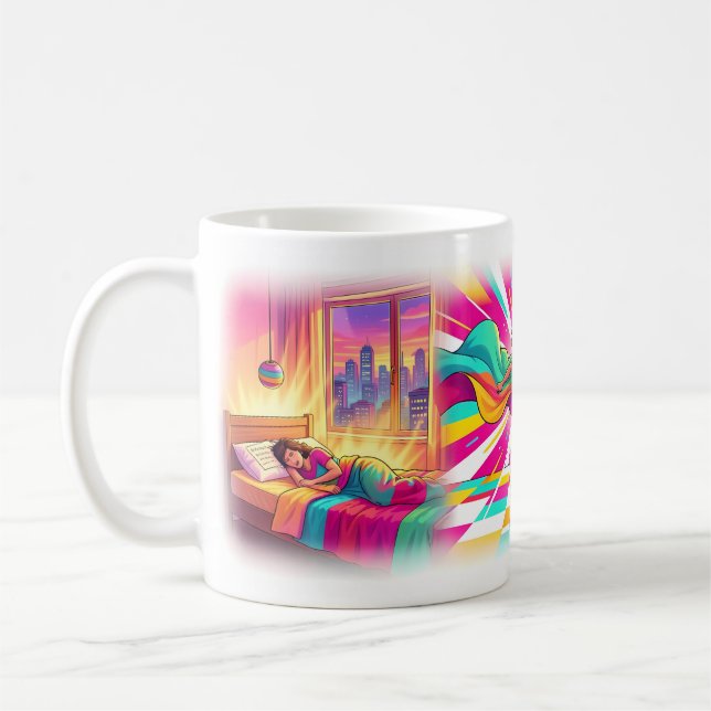 Colourful Wake Up Dance Dream Pop Art Mug (Left)
