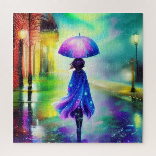 Colourful walk in the rain  jigsaw puzzle
