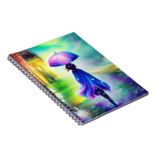 Colourful walk in the rain notebook